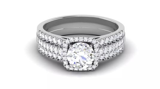 Solitaire Wedding Engagement Halo Ring 3dm STl OBJ FBX Details