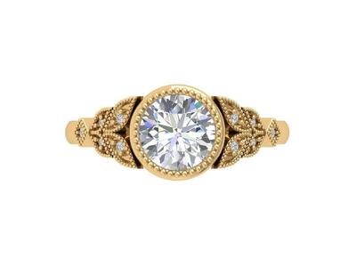 Solitaire Engagement Art Deco Ring