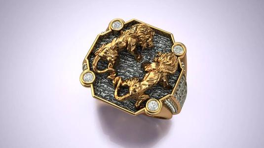 Lion Two Ring  3D print model