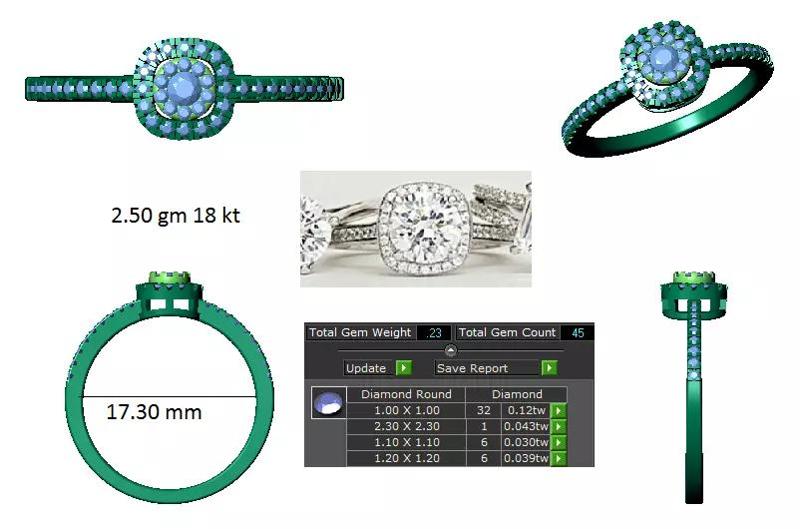 Ladies Ring 38 Collection With Diamond setting
