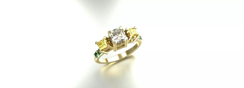 Ladies Gemstone Ring Emerald Princess Round Gold Jewelry