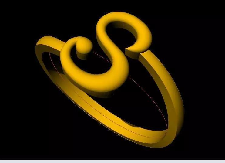 Letter S Ring 3dm file