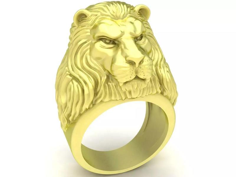 Powerful Lion Head Ring 3D Model for Men Jewelry 3876