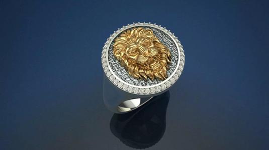 Lion Head Diamond Ring 3D print model