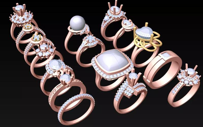15  Womens Ring - Collection 3d Ring Jewellery Models bulk- AW17