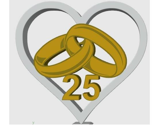 Heart with rings 25 years (Silver Anniversary)