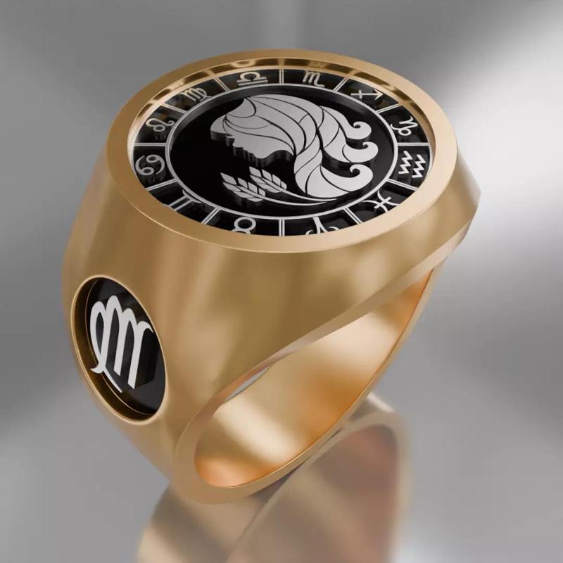 12 zodiak symbol ring set 3D model for 3D printing