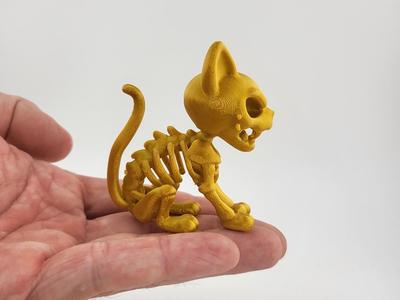 Skeleton Cat Stylized 3D Printed Figurine kawaii