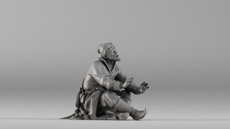 001658 Medieval Peasant Detailed Sitting Character