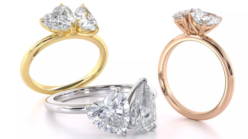 Pear and Heart Cut Diamond Duo Engagement Ring