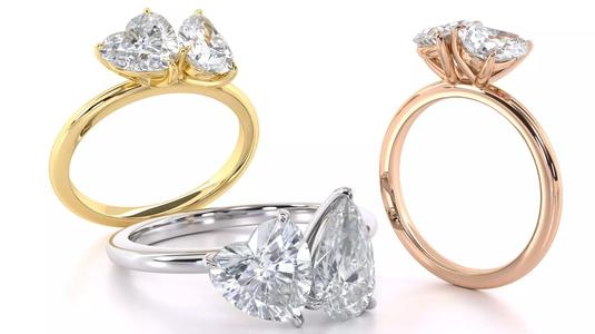 Pear and Heart Cut Diamond Duo Engagement Ring