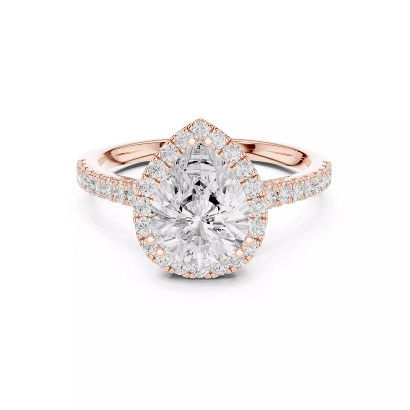 Pear Cut Halo Diamond Art Deco Wedding Ring 3DM STL Video