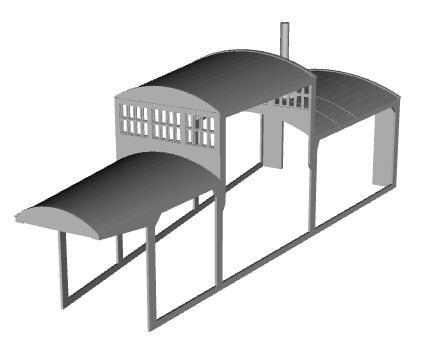 French Type G roundhouse building middle section through 48 road type 1/160 scale