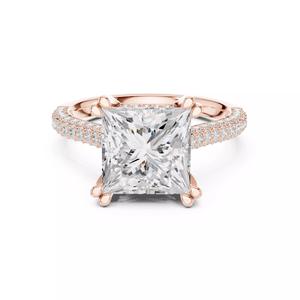 Princess Cut Hidden Halo Pave Diamond Wedding Ring 3DM STL Video