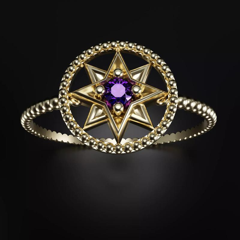 Delicate Star Ring with Center Stone