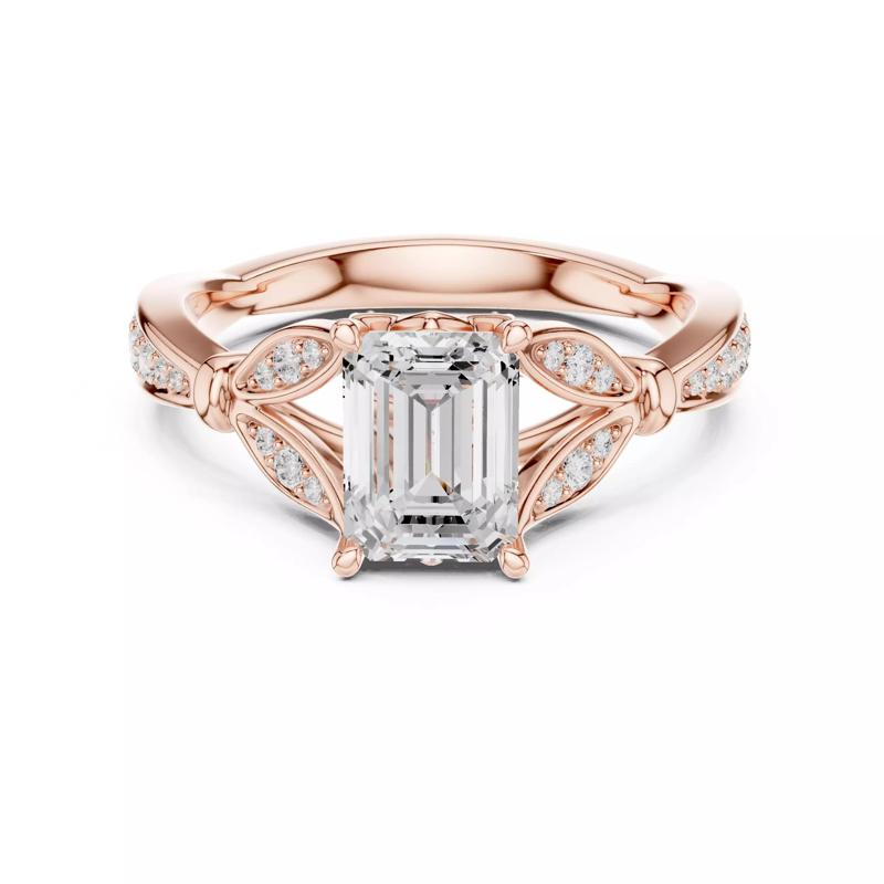 Designer Shank Emerald Cut Diamond Wedding Ring 3DM STL Video