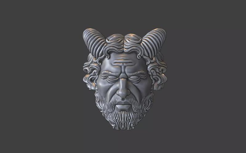devil face ring pagan pan ring silver ring v2