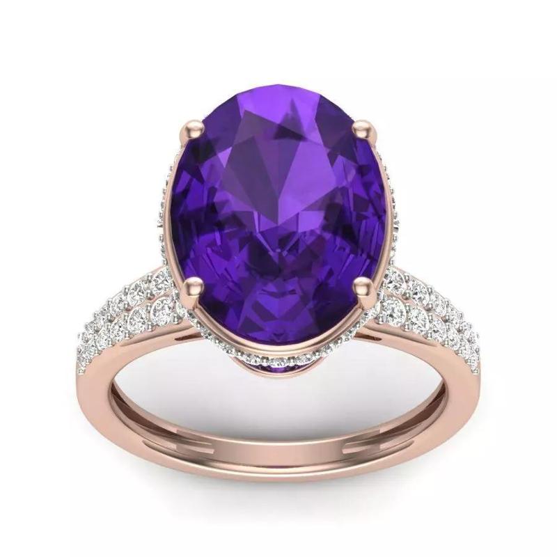 Diamond Trellis Engagement Oval Stone ring