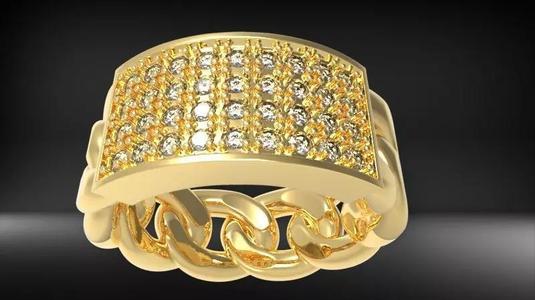 DIAMOND Cuban Link Chain Ring Stackable Ring