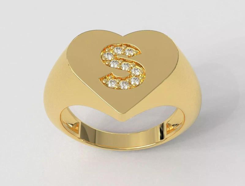 Heart Letter Ring - S