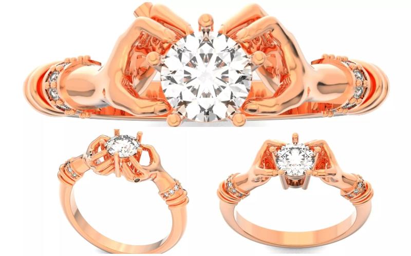 hand ring palms hold a stone all ring sizes 617