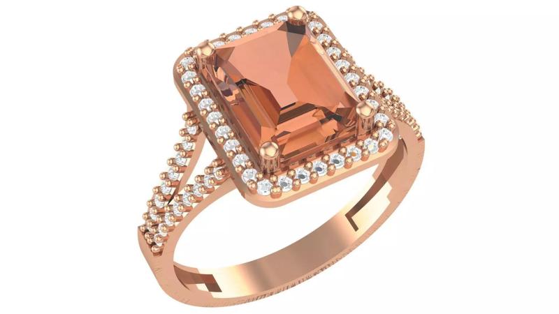 Halo Gemstone Ring 3dm stl render details