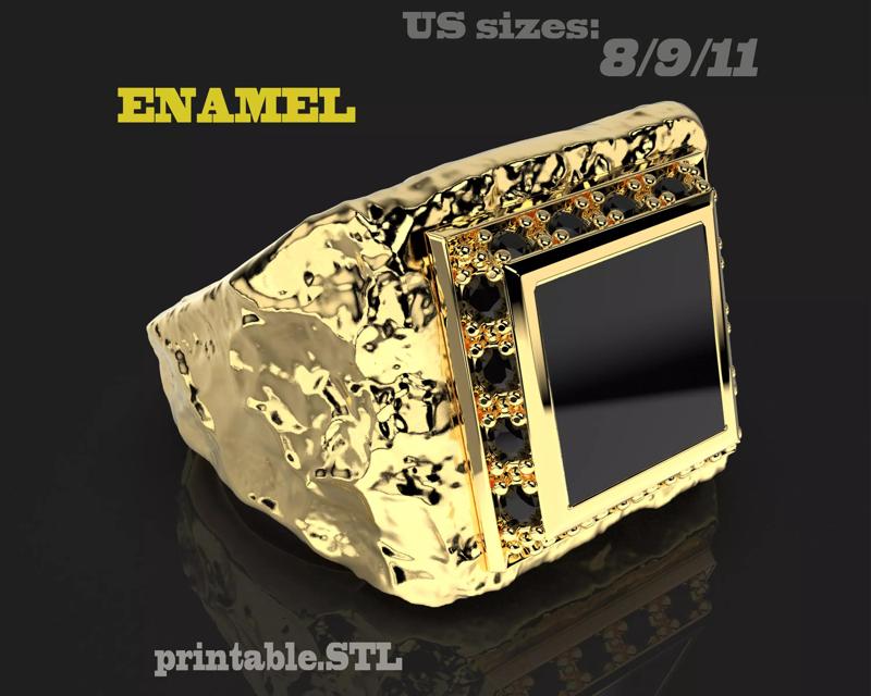 Printable signet ring with enamel STL