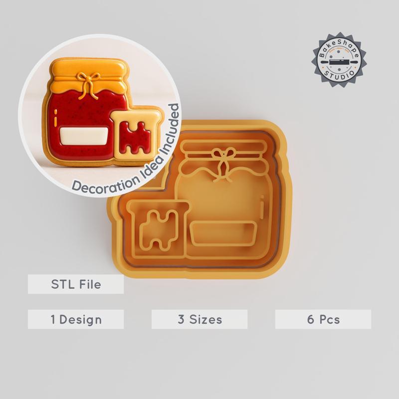 Jam Shape Cutter & Stamp Set, 6-Piece, Perfect for Cookies & Fondant, Sizes S/M/L