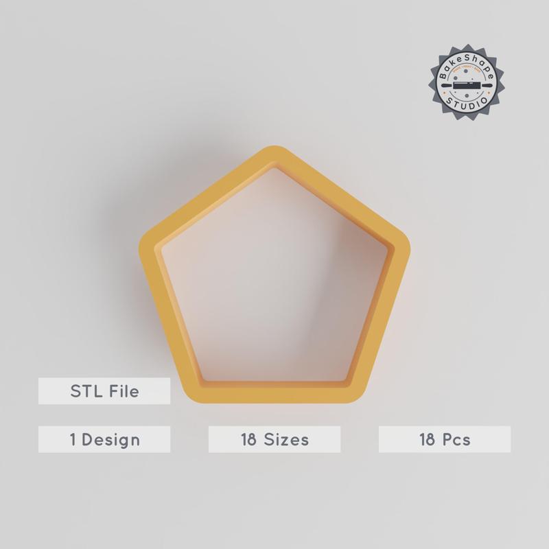 Pentagon Shape Cutter Set, 0.75"-5.00" Sizes, Geometric Cookie & Fondant Mold Collection, 18 Piece Polygon Cutter Kit