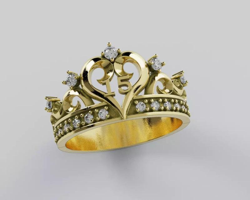 Ring 15 Years Crown Heart - Anillo 15 Anios  Corona Corazon