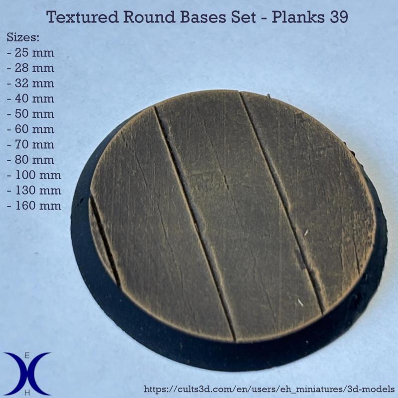 Round Bases Set –  Planks 39  Texture (25–160mm) | Perfect for Tabletop Wargames & RPG's