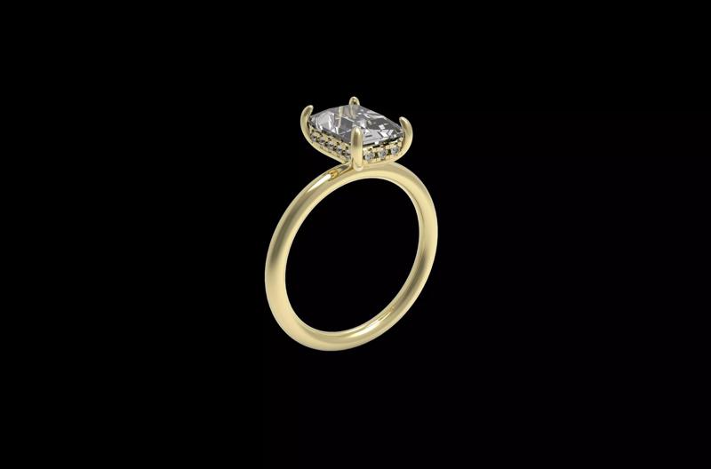 Hidden halo Engagement Ring with Emerald