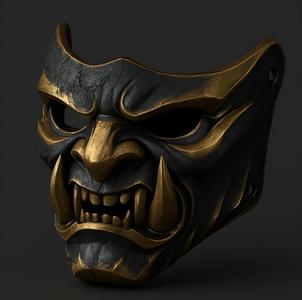Japanese Samurai Oni Black King Warrior Mask – 3D Printable STL