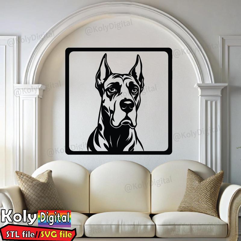 dog think face framed wall art