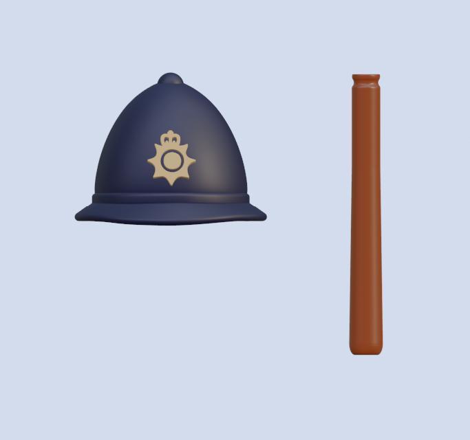 UK Police Bobby Helmet and Night Stick for Custom Playmobil