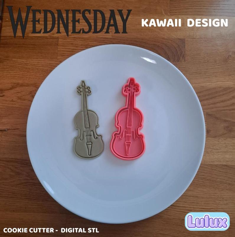 🎻 Cello Cookie Cutter – Kawaii Wednesday Design