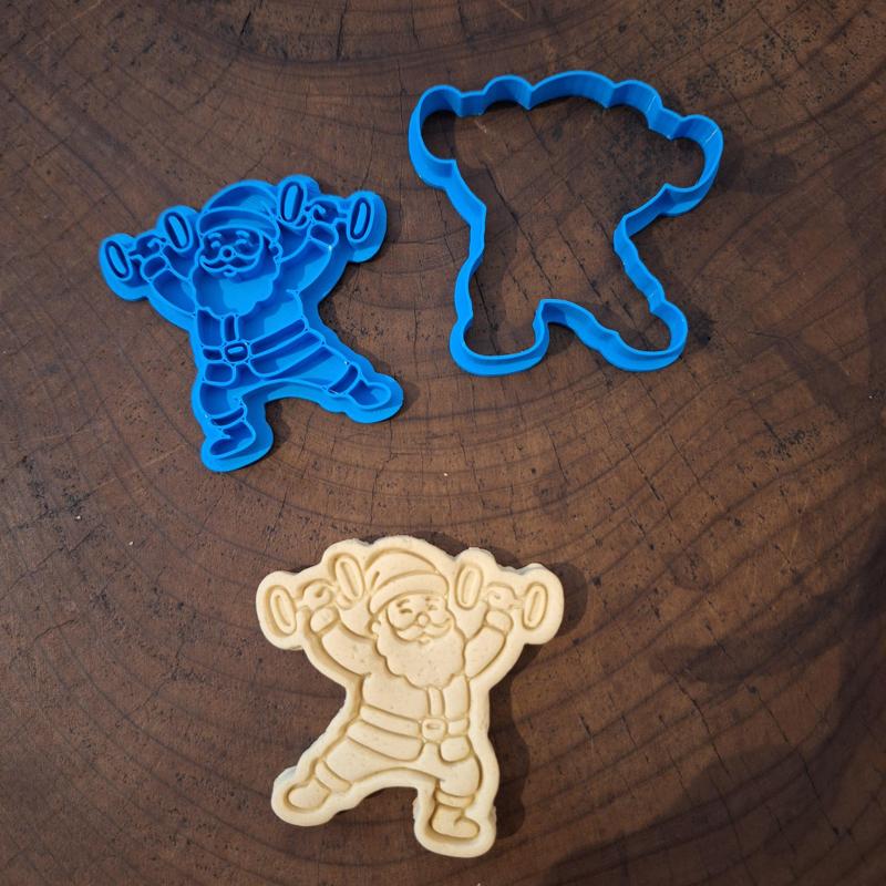 GYM Santa Cookie Cutter STL - (2 versions) Biscuit & Playdough Mold for 3D Printing
