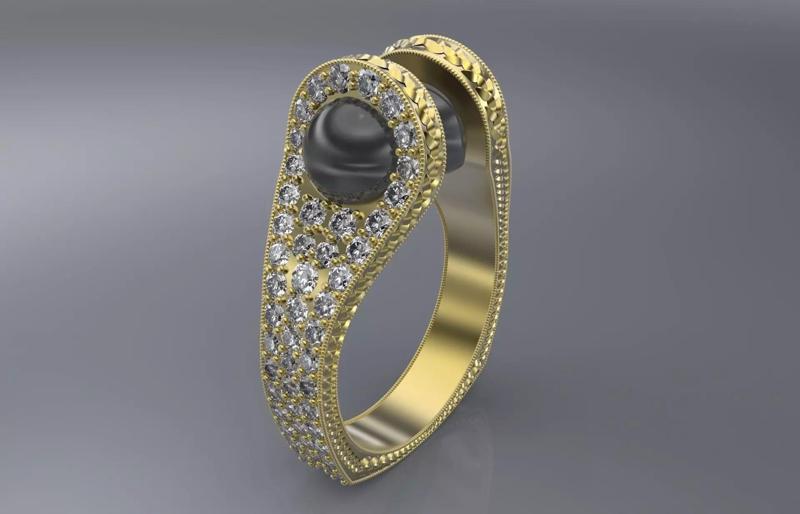 Ring with 2 pearl