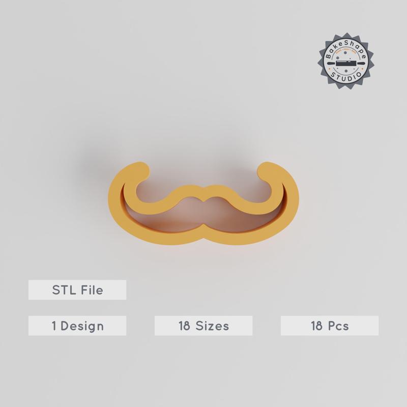 Moustache Shape Cutter Set, 18 Pieces, 0.75"-5", Perfect for Cookies, Fondant & Clay