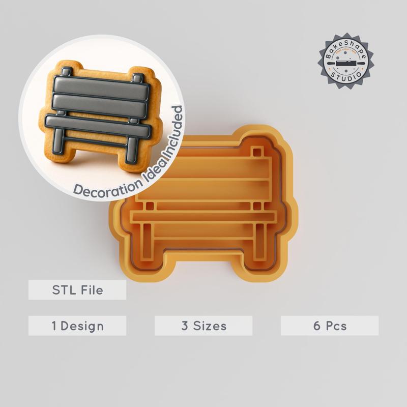 Garden Bench Cookie Cutter & Stamp Set, 6-Piece, S/M/L, Perfect for Cookies & Fondant