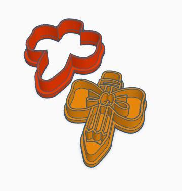 Teacher's Day Pencil with Bow Cookie Cutter & Stamp - STL File for Cookies & Playdough