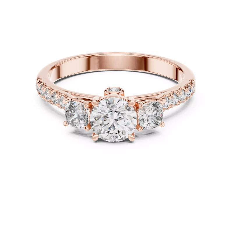 Cushion and Round Cut Diamond Engagement Ring 3DM STL Video