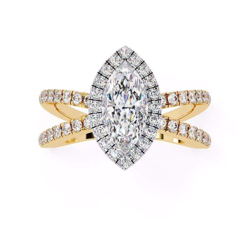 Classic crisscross Marquise Diamond halo setting ring