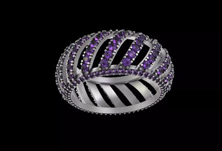 Cross Lined Diamond Ring