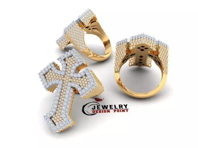 Custom Syriac Cross Diamond Ring - Crucifixion  Cross Ring
