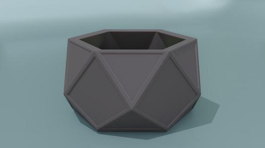 Polygonal pot with internal bevels