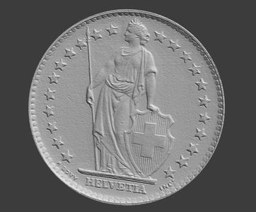 2 swiss francs, helvetia