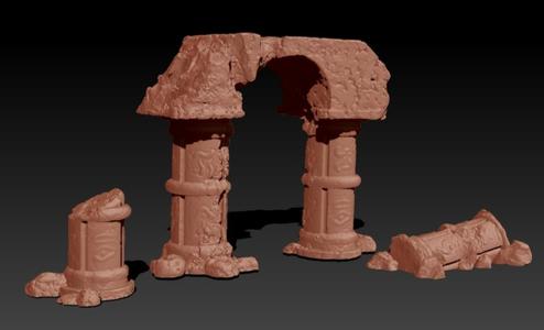 Ruins for Tabletop Gamin - Arch and Broken Pillars