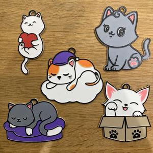 Set of 5 Cats Ornaments
