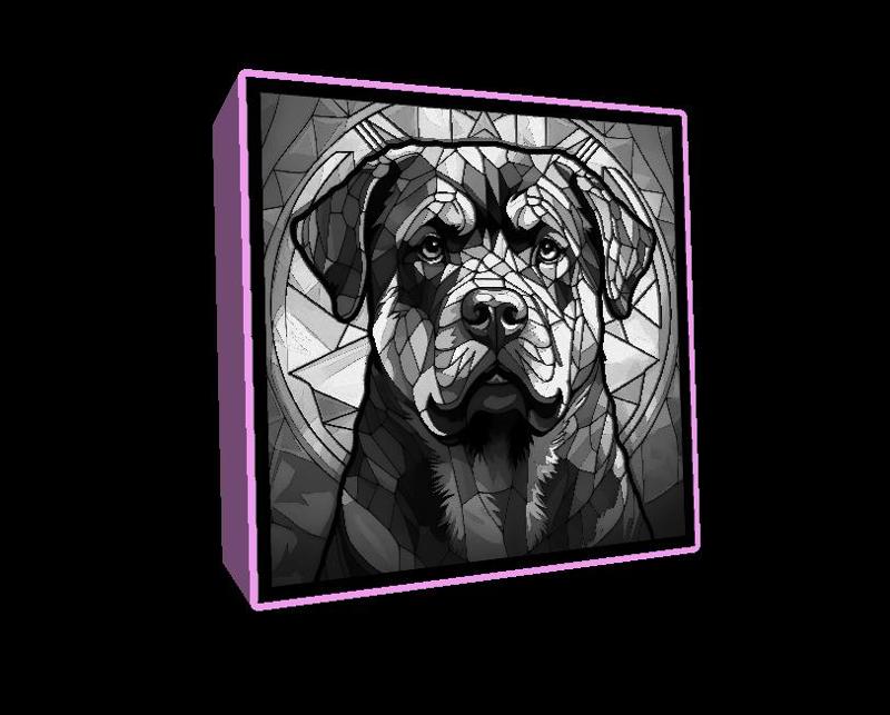 Lightbox stained glass Rottweiler lithophane